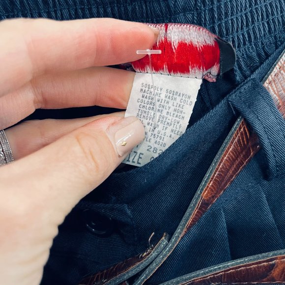 Jara Vintage dark blue Long Pencil Skirt brown Buckle Snakeskin Print Belt M/L - Picture 5 of 11